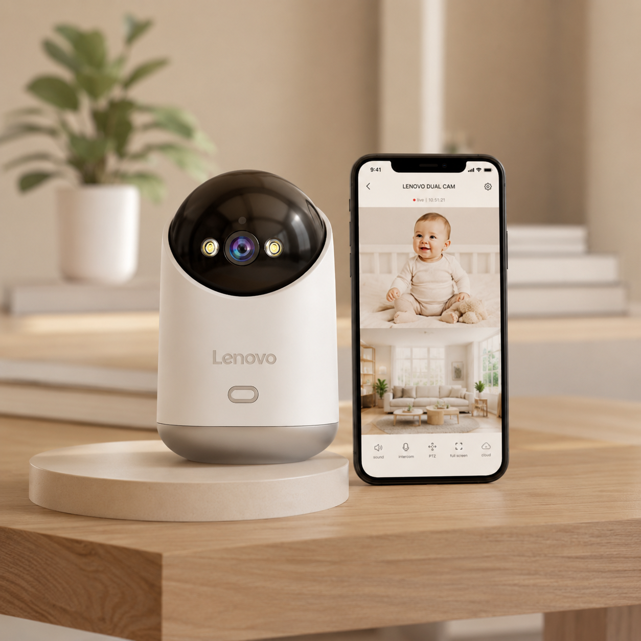 Lenovo Indoor Smart Cam 5MP (Cámara con Visión Nocturna a Color)
