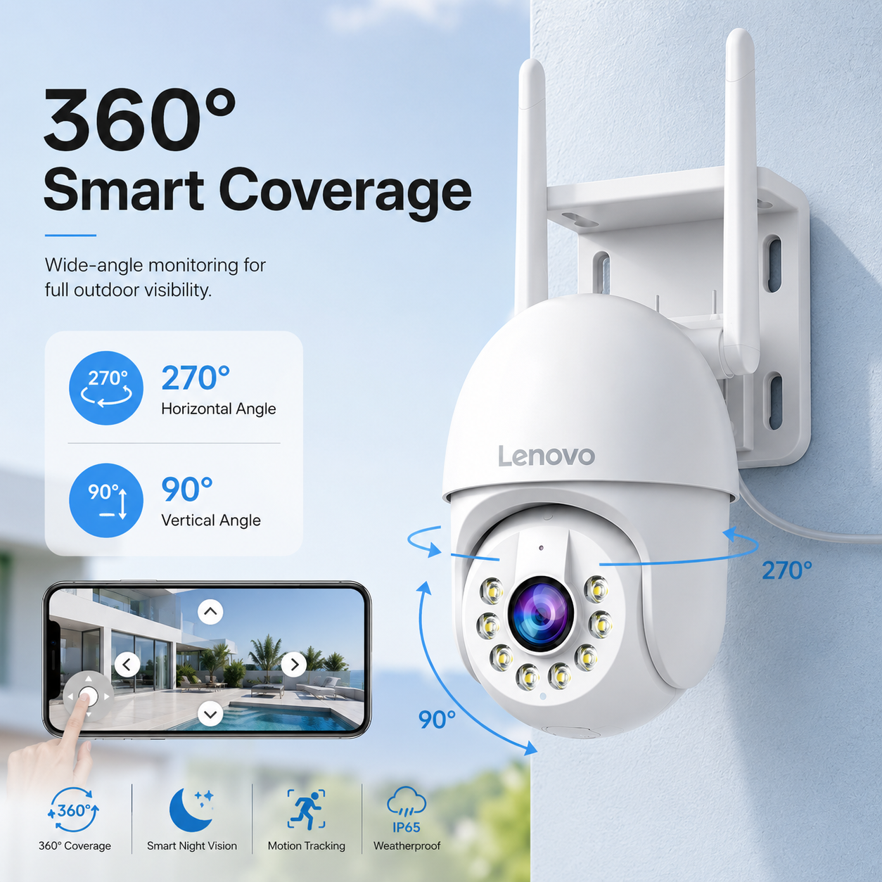 Lenovo Outdoor Smart Cam 3K (Cámara Exterior con Zoom 5X)