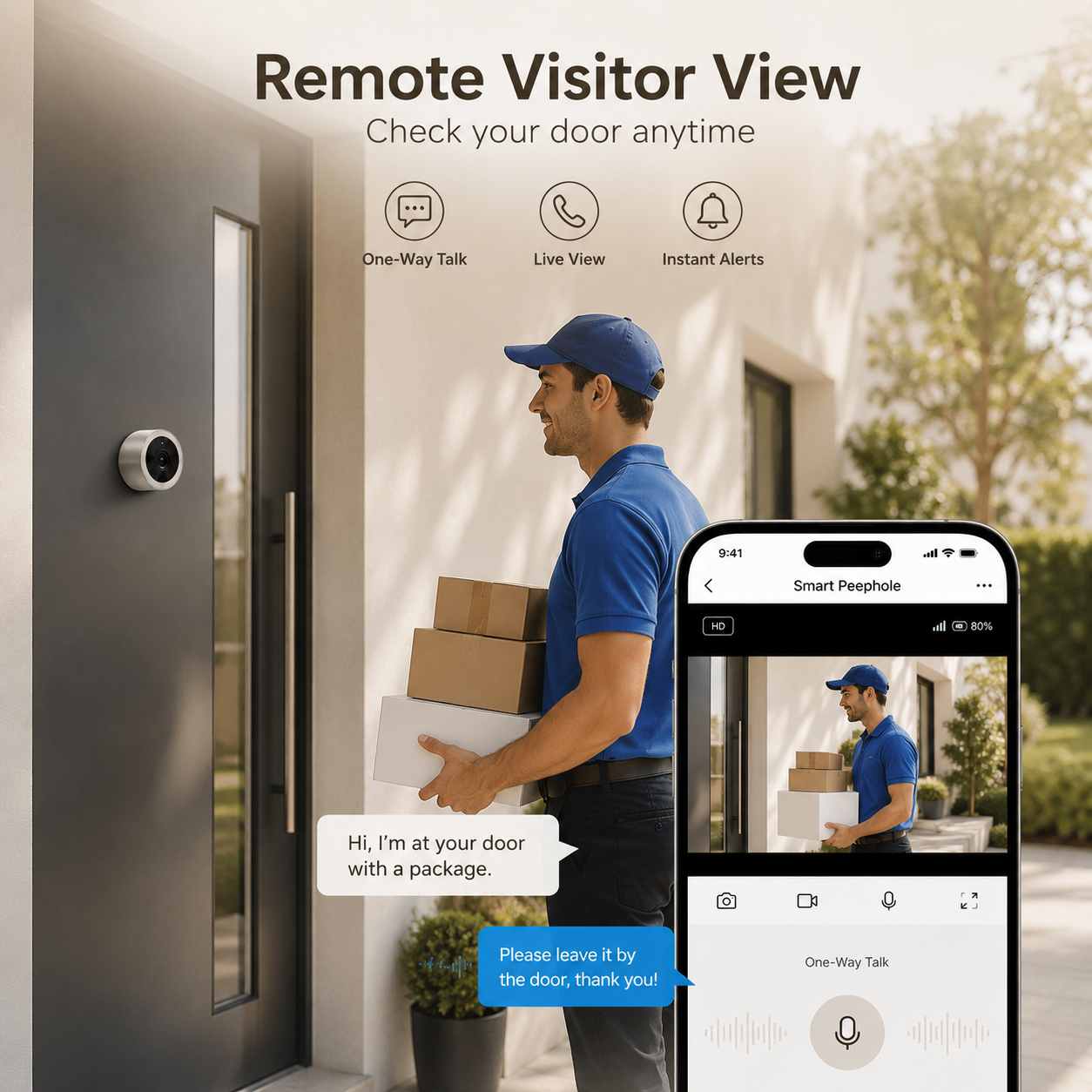 Mirilla Digital WiFi Tuya • Ángulo 140° y Detección de Movimiento PIR (Alexa)