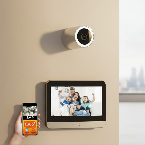 Mirilla Digital WiFi Tuya • Ángulo 140° y Detección de Movimiento PIR (Alexa)