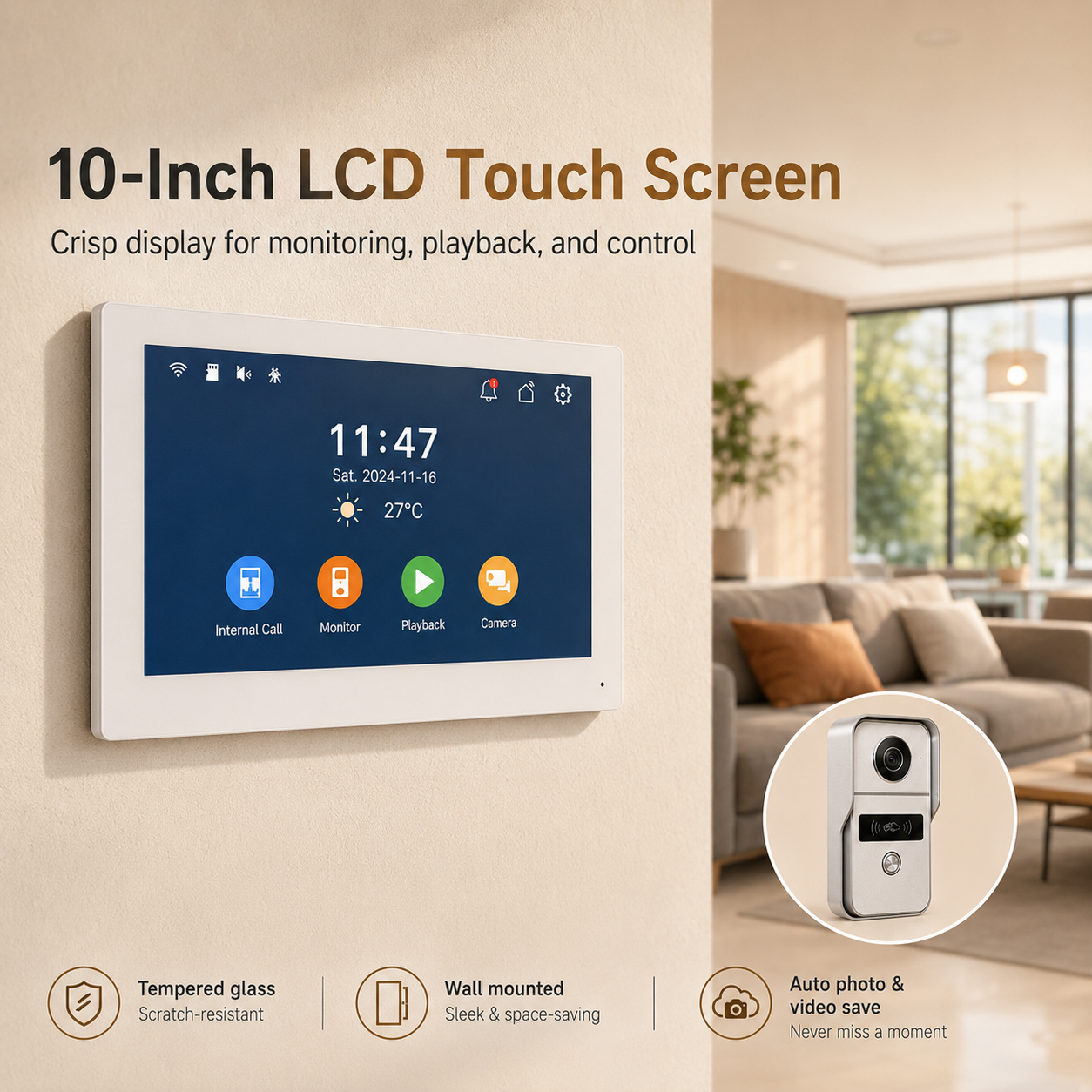 Smart Intercom 2-Wire (Videoportero 1080P WiFi con Pantalla Táctil)